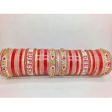 Red and gold bridal chuda with couple names